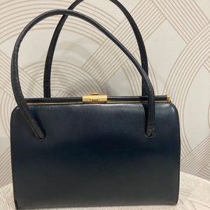 Birks navy blue leather vintage handbag v